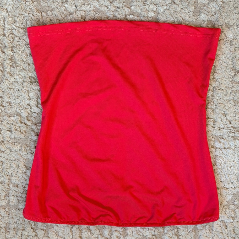Red Strapless Sleeveless Classic Fit Stretch Tube Top S - Picture 3 of 6